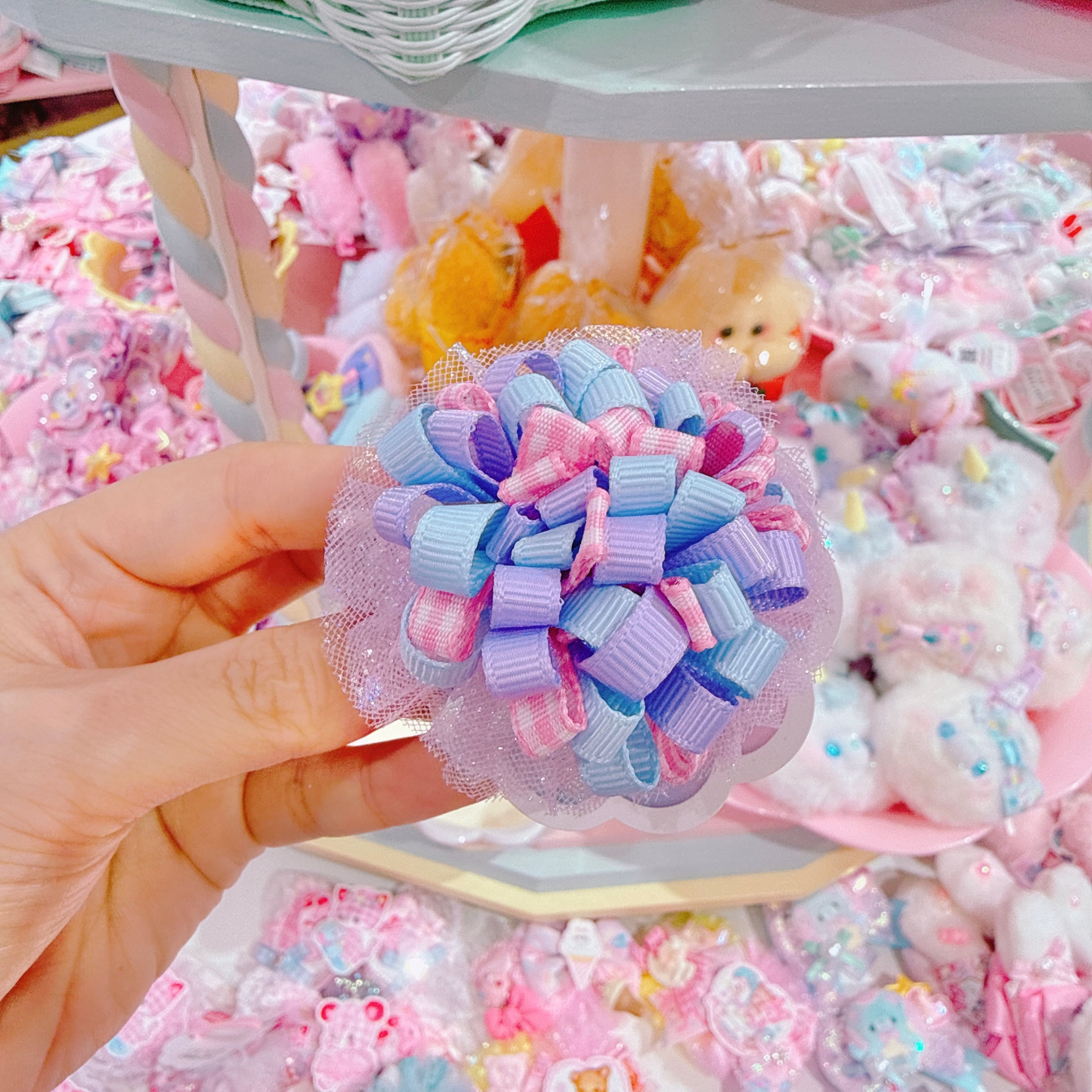 【C3】16-22ポンポンリボンヘアゴム