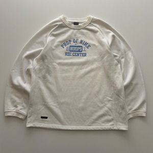 -USED- NIKE HOOPS CREWNECK SWEAT SHIRTS -WHITE,SKY BLUE- [L]