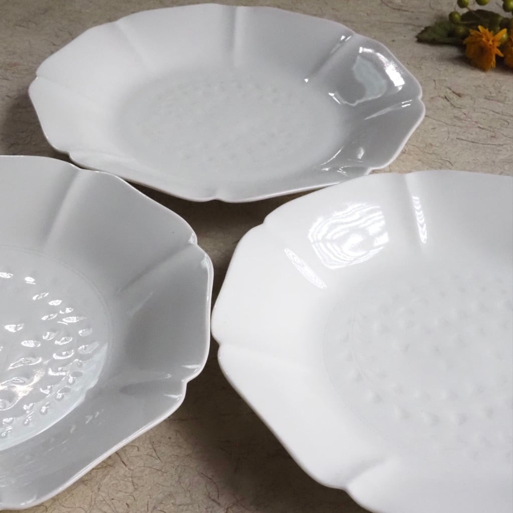 色原 昌希/白磁 8輪皿 7寸