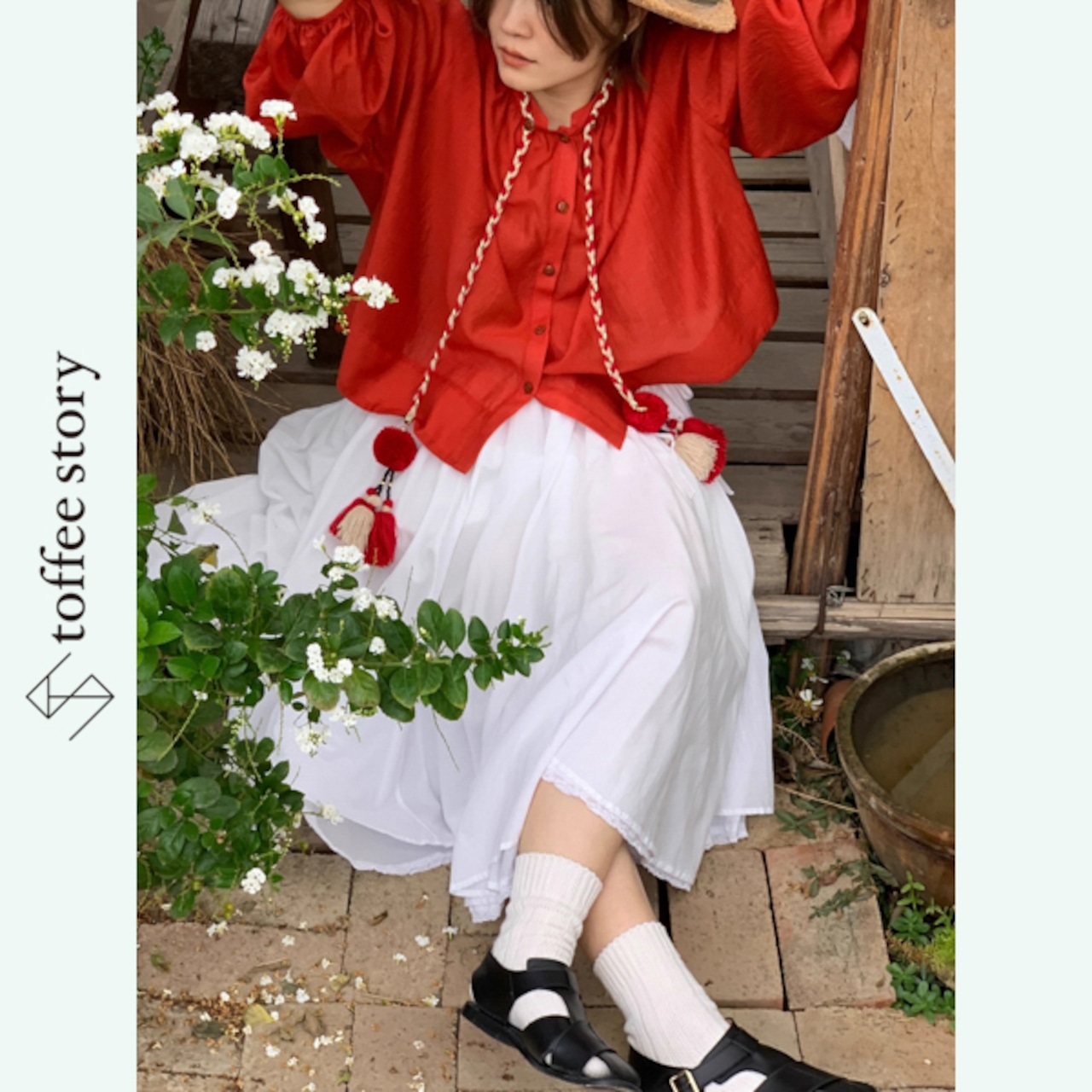 【2color】タッセル揺れる陽だまりのバルーンシャツ 《W0157》