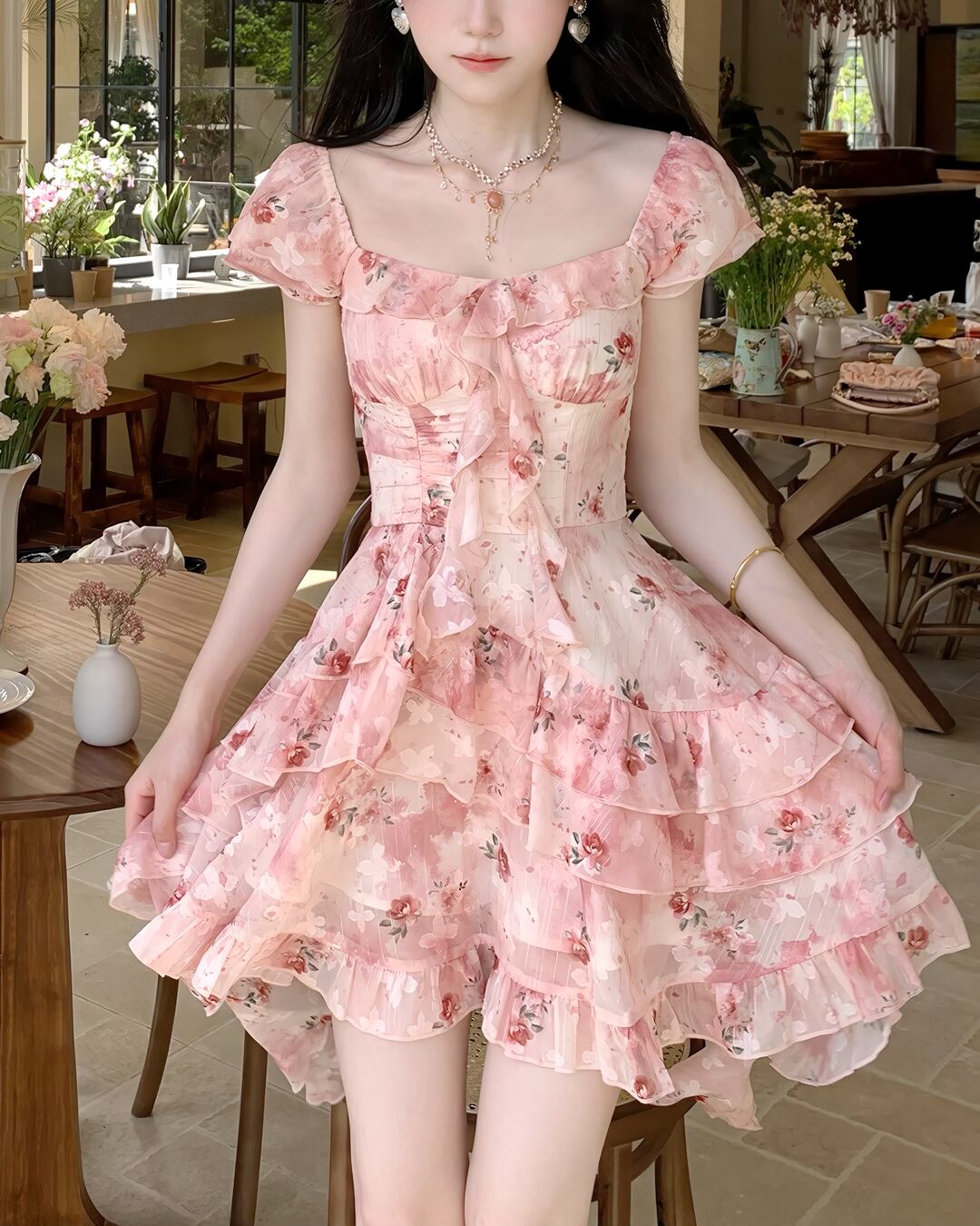 ロマンティックフラワーフリルワンピース 2505073