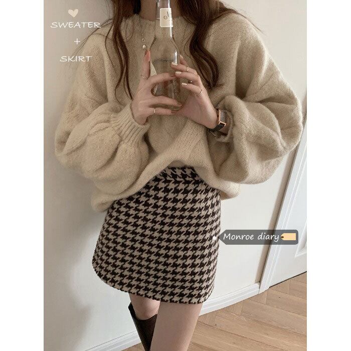 スタイルルーズプルオーバー セーター オータムウィンターニットジャケット 秋物 冬物 モンロー55265123124