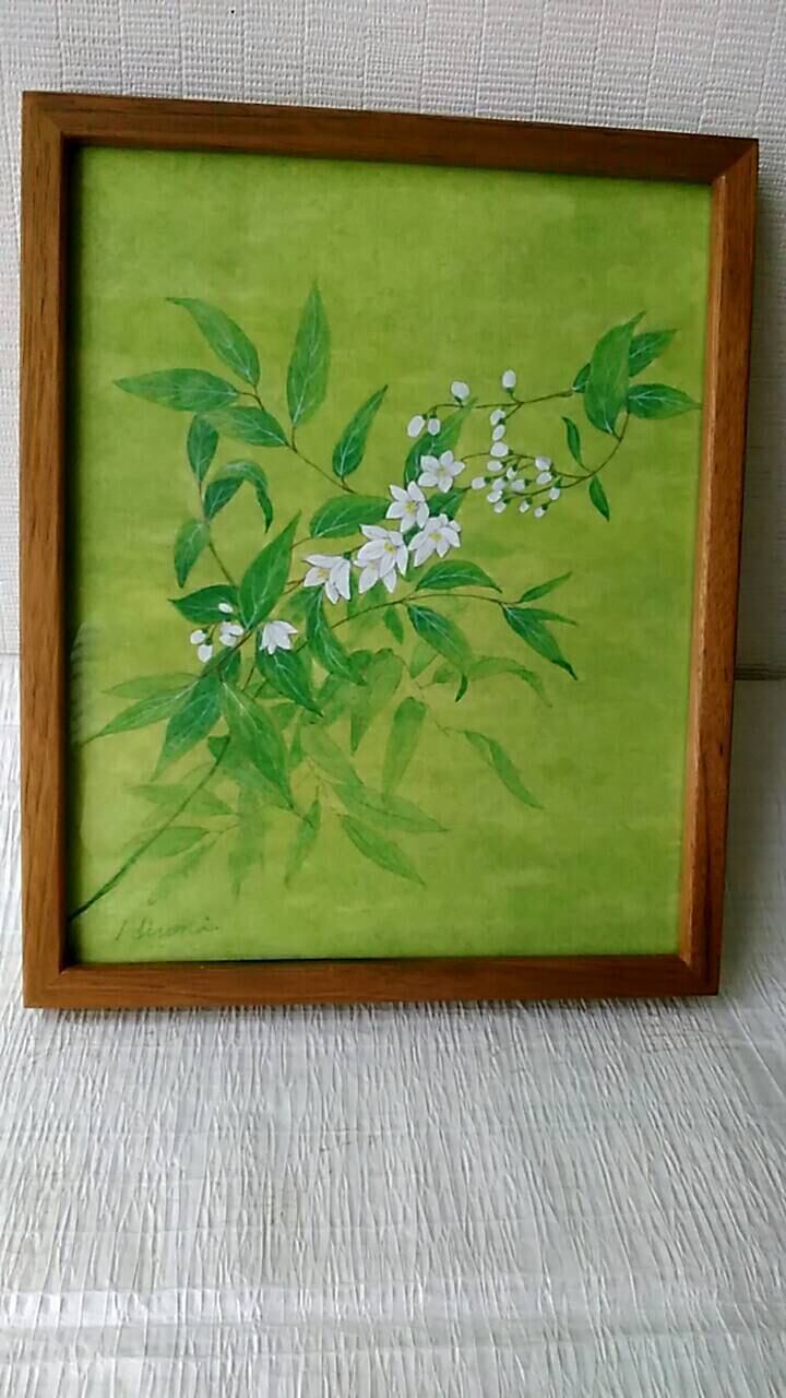 絵画 水彩画 百舌鳥に沈丁花 | アトリエひろ
