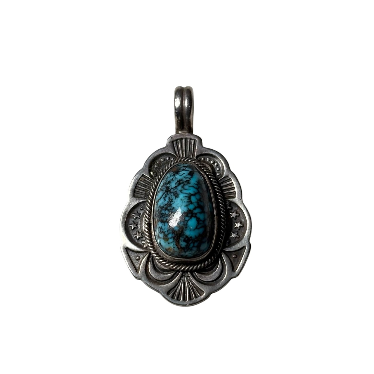 Navajo GARY REEVES Godber/Burnham turquoise silver pendant