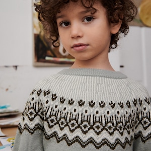 【FUB】フェアアイルニット セーター メリノウール エコテックス認証  2022 AW FAIR ISLE SWEATER Beige 100% merino wool (oekotex)