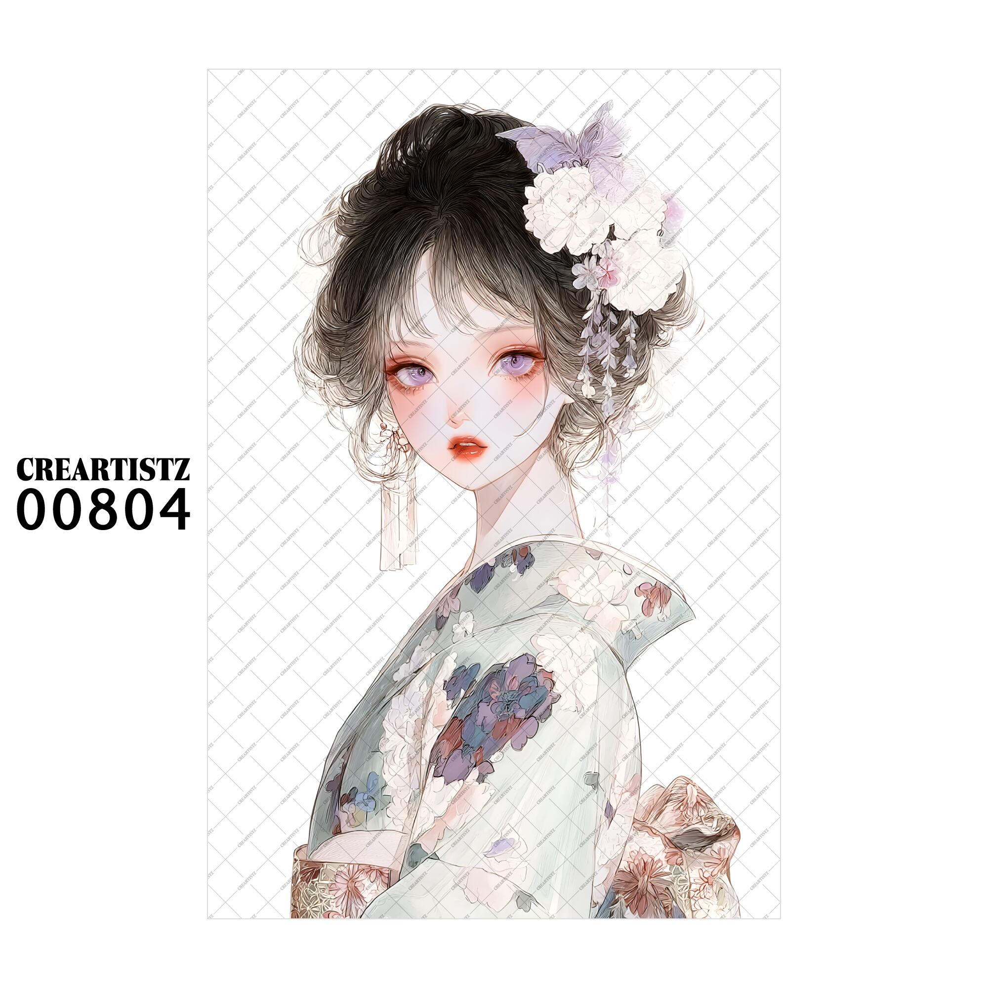 00804 ガール キュート オリジナル ペーパー/ステッカー 4枚セット CREARTISTZ
