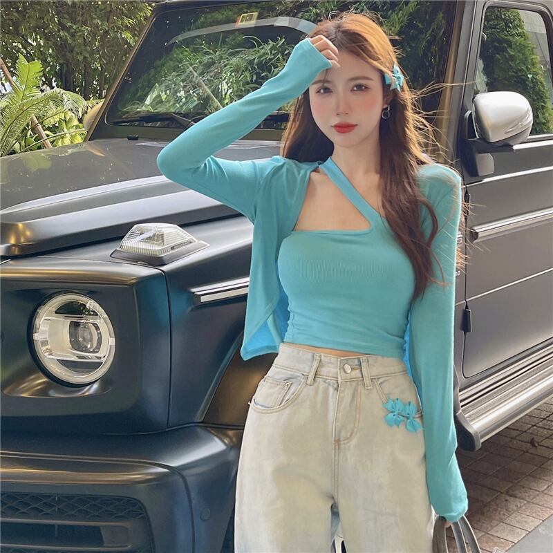 ニットカーディガンオータムショート ロング 秋物 ピュア ガールズファッション97278293084