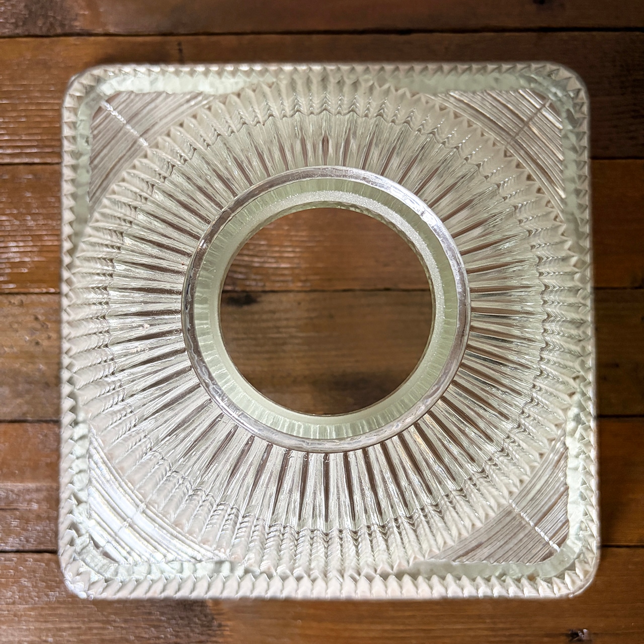 Vintage Holophane Prismatic Glass Square Dome Shade 10-5/8 inch #2 ホロフェーン プリズマティック スクエアドーム グラスシェード #2 刻印有 中古