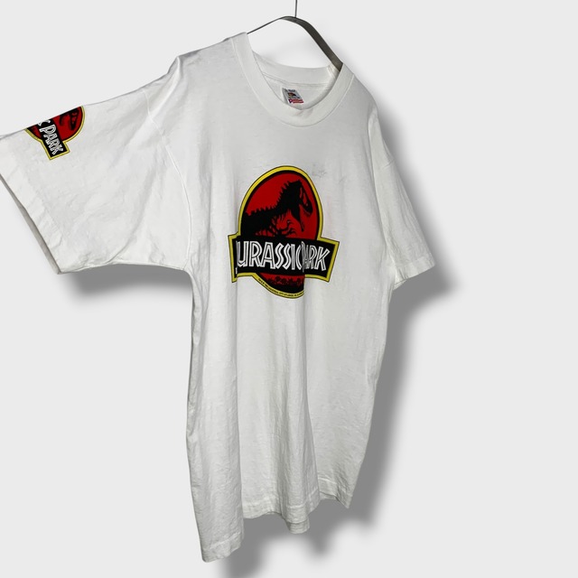 90s USA製　ジュラシックパーク　ムービーTシャツ　白　L 映画　袖プリント