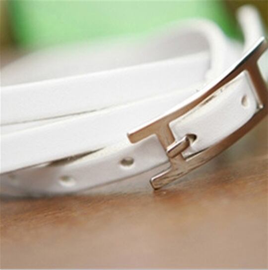 H型バックル レザー ブレスレット　白