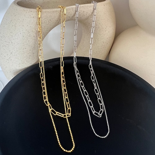 S925 twin chain necklace (N222-3)