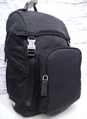 【定価38万/現行品】PRADA プラダ 2VZ135 Re-Nylon メンズ ユニセックス ナイロン x サフィアーノレザー バックパック リュックサック 黒