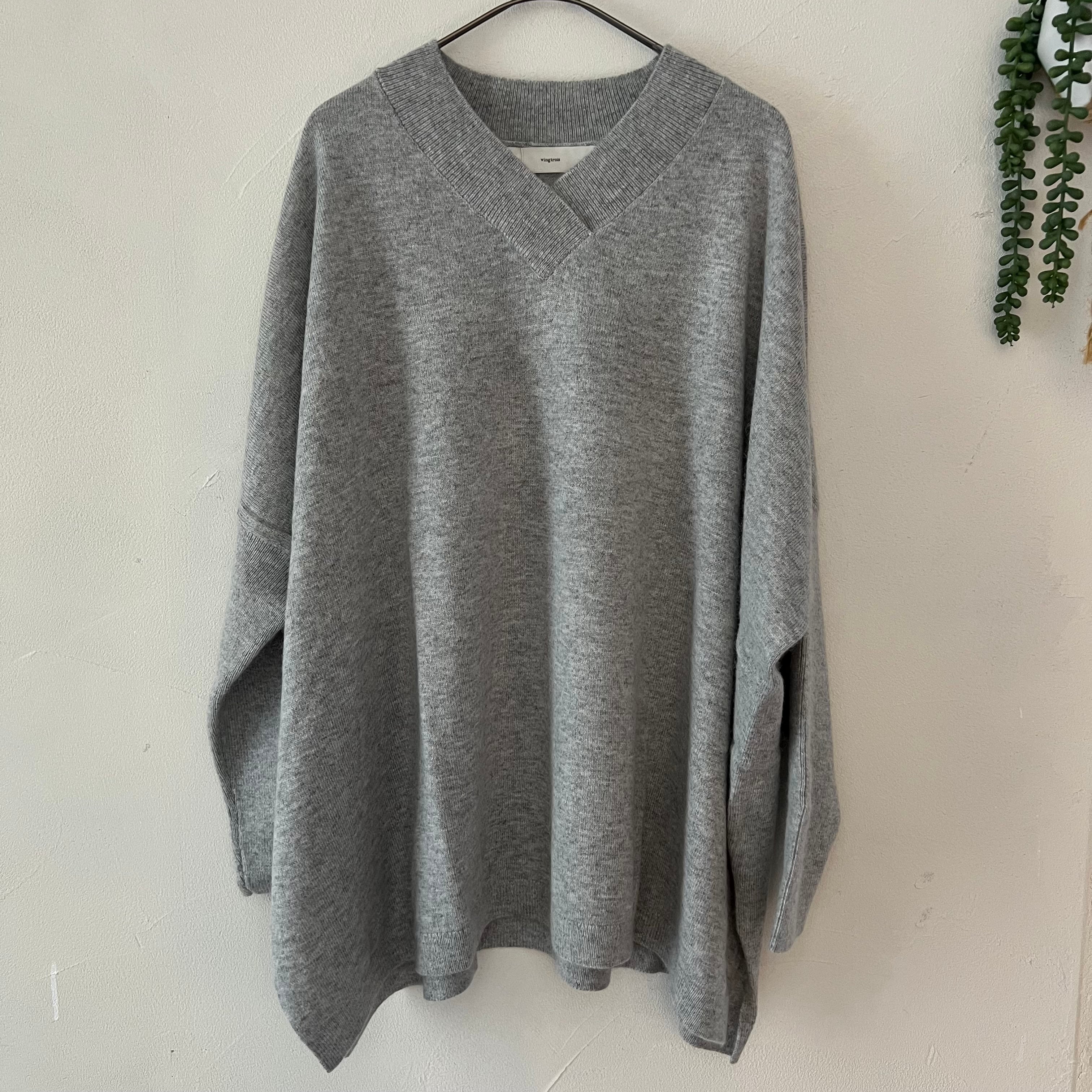 【SELECT】アンゴラ混Vネックポンチョ風ニット