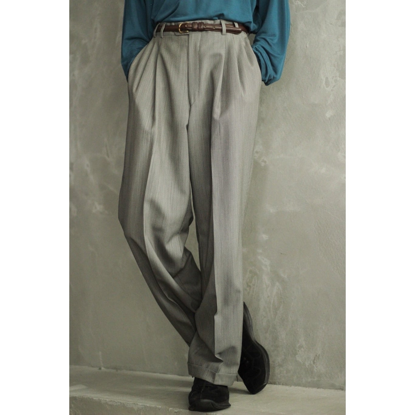 80s 90s Yves saint laurent サマーウールスラックス 1990's YVES SAINT LAURENT 3タックサマーウールスラックス 【CO-0070