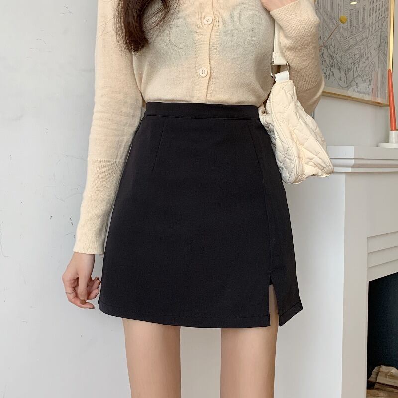 Aラインスカート サマー薄手スリットハイウェストウェストショート 夏物 1号婦人43751727586