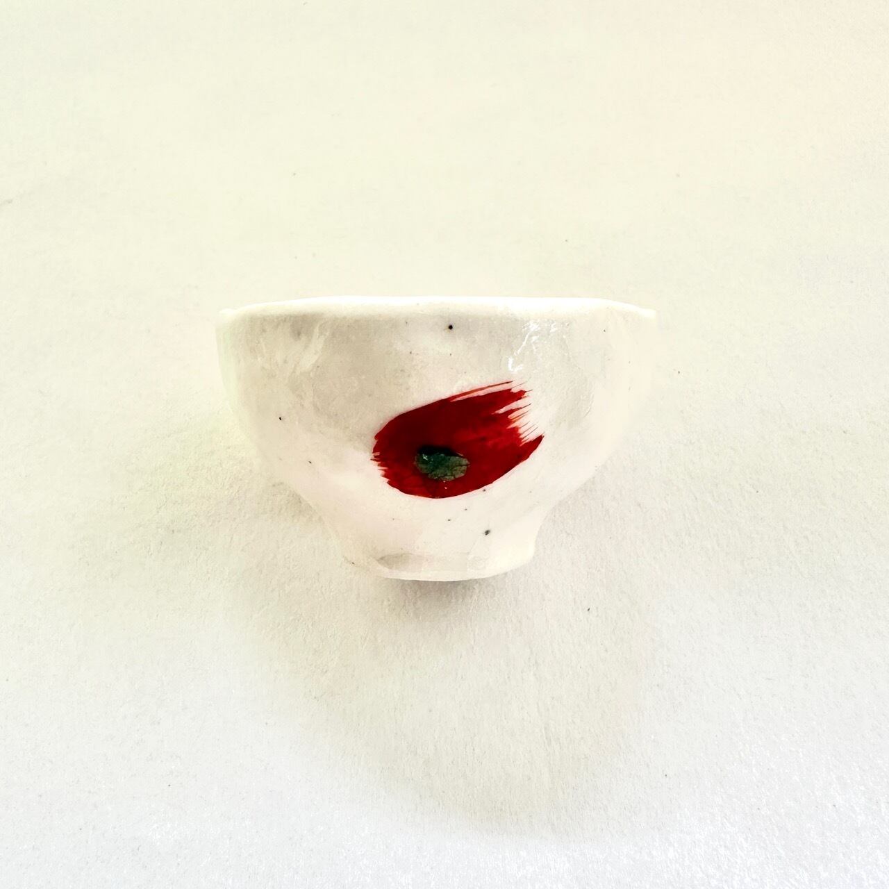 志野赤絵小付(緑点)【榛澤宏】