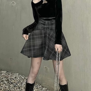 【予約】cross-waist green plaid miniskirt