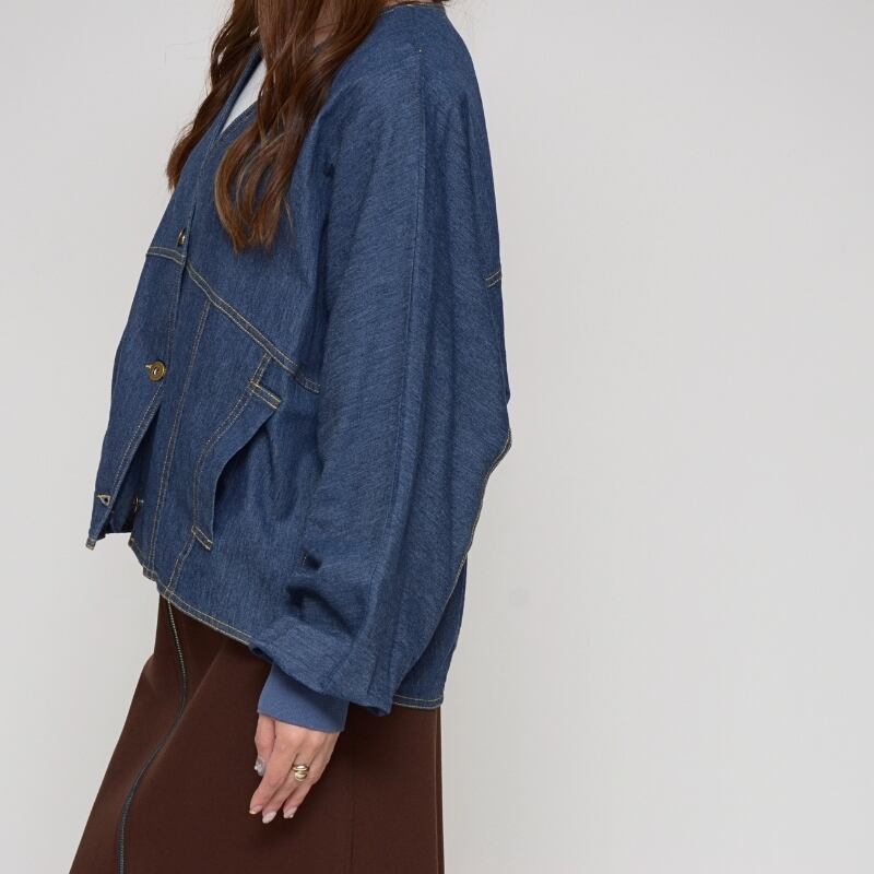 新品✨未使用イシカワラボ　ブルーデニムジャケット袖リブ　サイズ38 新品✨未使用イシカワラボ ブルーデニムジャケット袖リブ サイズ38