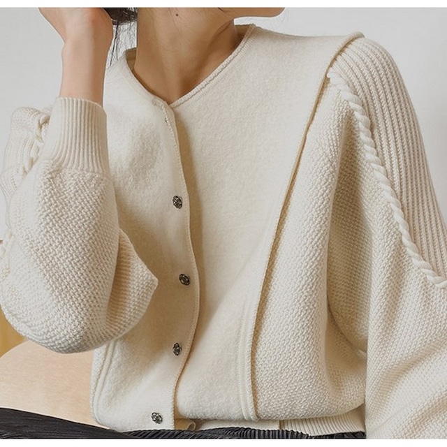 patchwork knit cardigan　101707