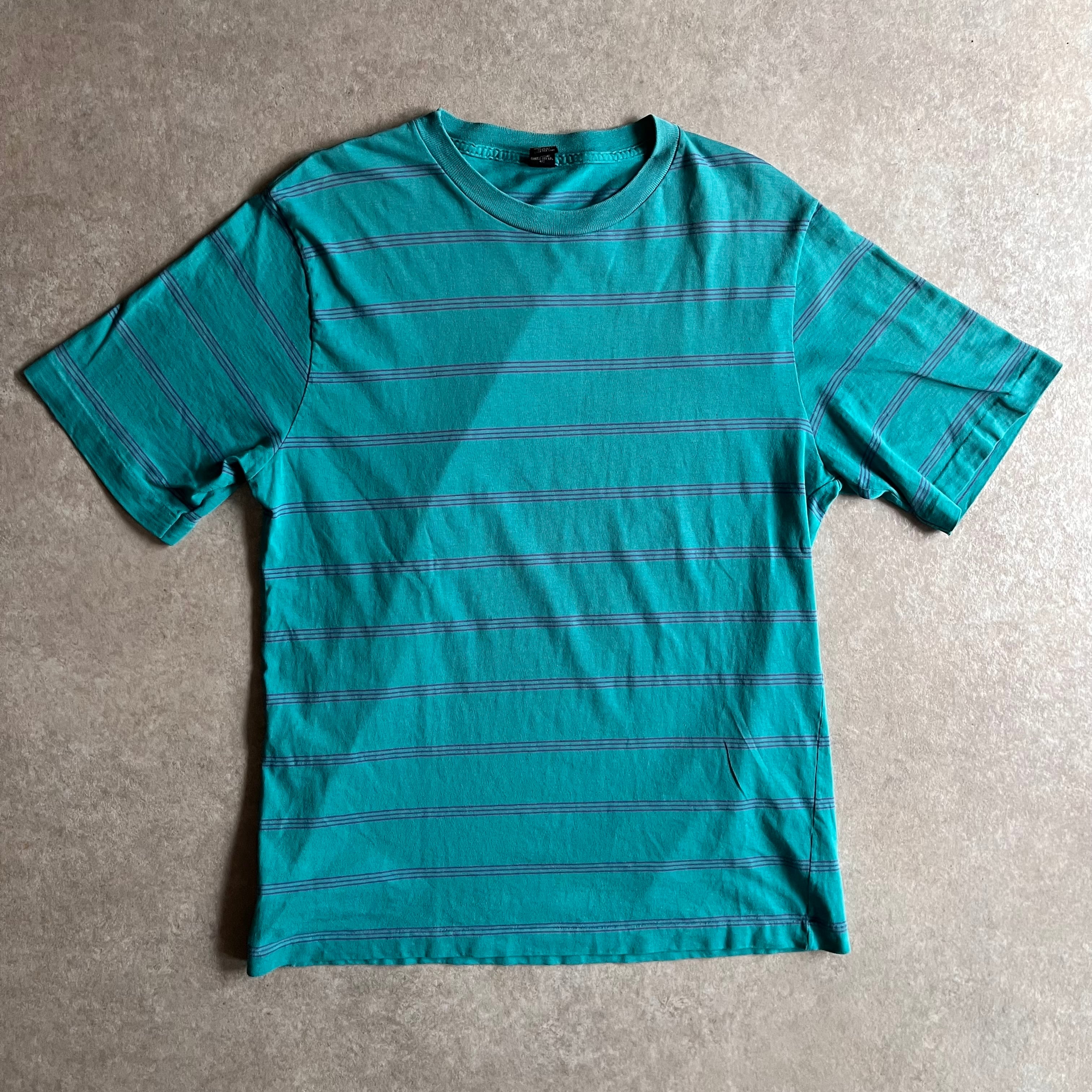 1990s LAND'S END Border Tee L Made in USA G961