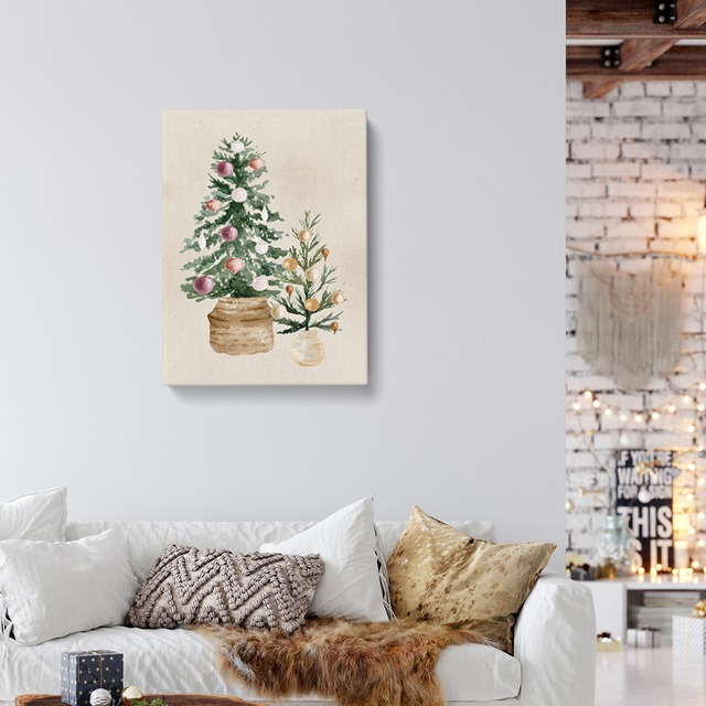 クリスマスツリーのキャンバス　/ i1062 / 冬景色　オーナメント　人気のクリスマスツリー