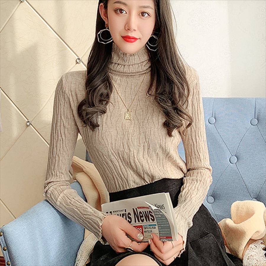 送料無料】 トップス 4色 セーター 袖あり 長袖 ハイネック