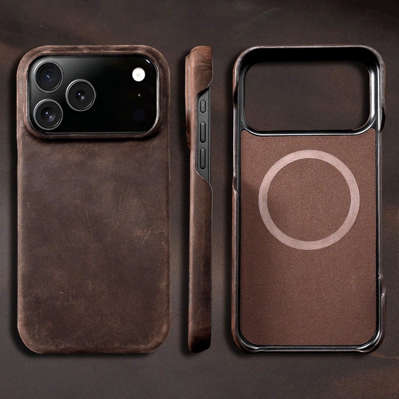 ◇iPhone 17/16/15/Pro/Pro Max/Air◇ Crazy Horse Leather Phone Case