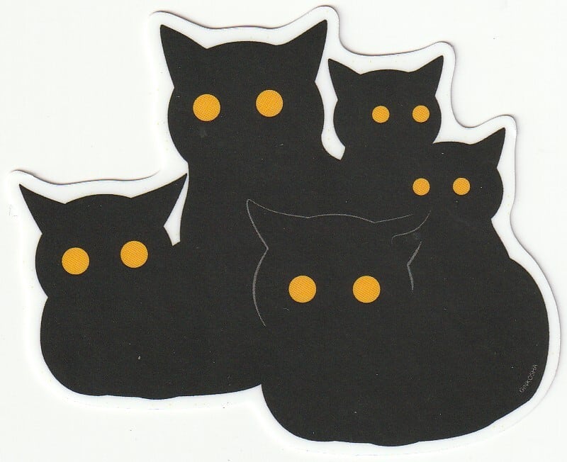 Radiostar 銀鉤舎 ステッカー「夜の黒猫」S-09 | 奈良の愛らしい猫のお