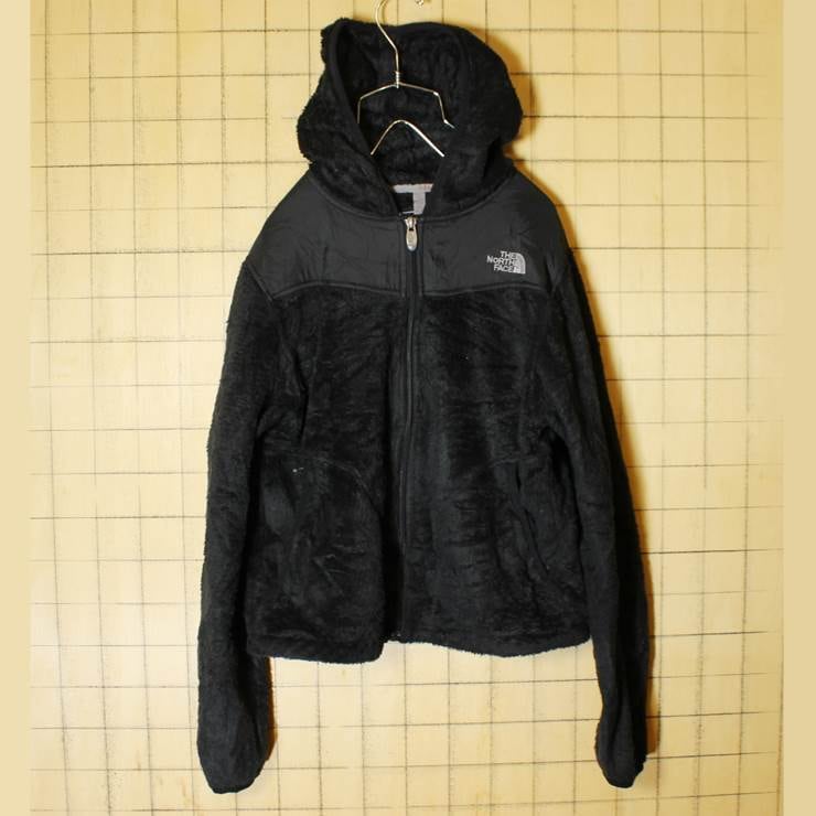 THE NORTH FACE ノースフェイス ボア フリース ジップアップ パーカー ジャケット ブラック レディースS 古着 インナー フード　 121119aw52