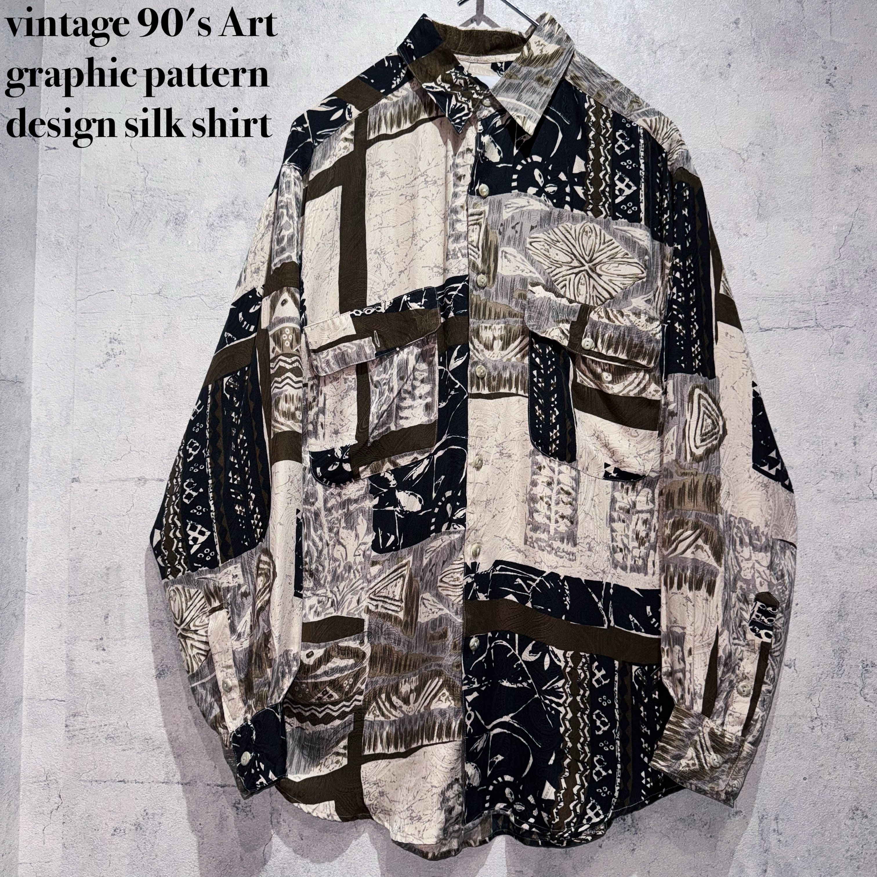 vintage 90's Art graphic pattern design silk shirt