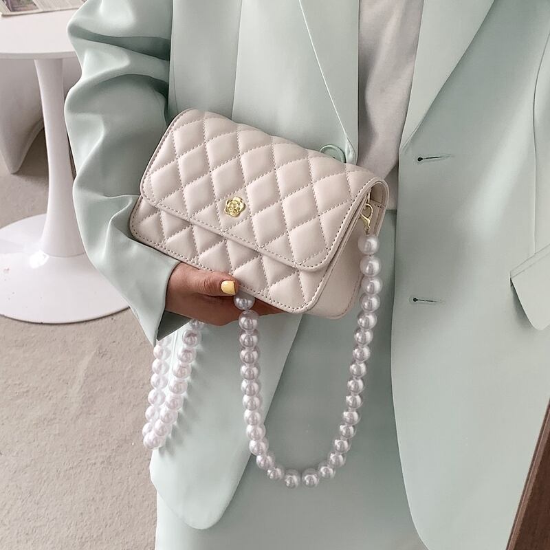 サマーミニパールチェーン レッド 夏物 真珠 メッセンジャーバッグ Tiancai_Wing_Bag43518402286