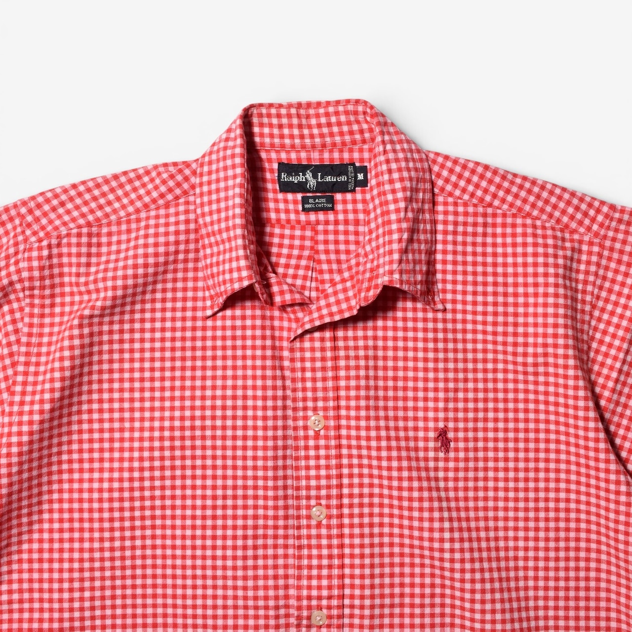 90s Ralph Lauren ギンガムチェック 半袖ボタンダウンシャツ USA製