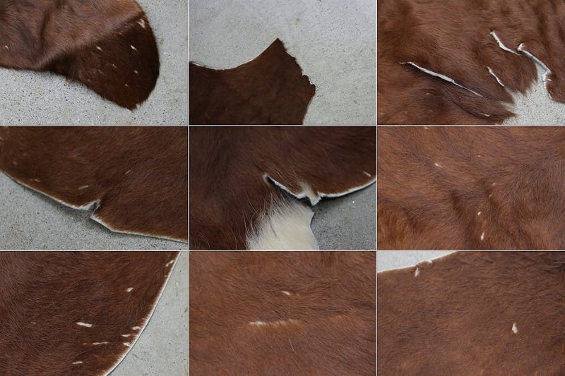 牛革 本革 カウラグ 220×197 カーペット 絨毯 敷物 大判 毛皮 ブラウン