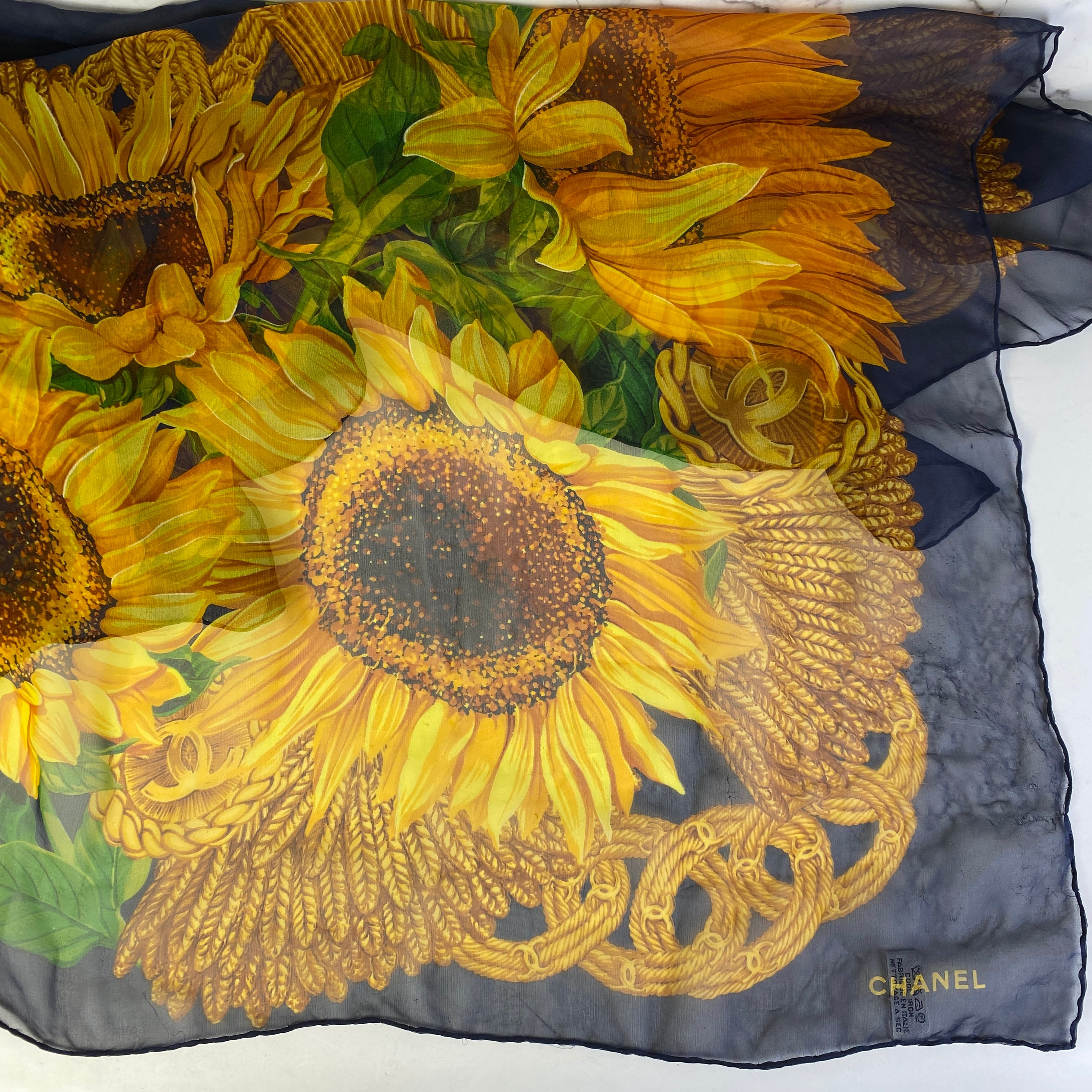 最終処分SALE】CHANEL シャネル シルク 向日葵 ひまわり スカーフ