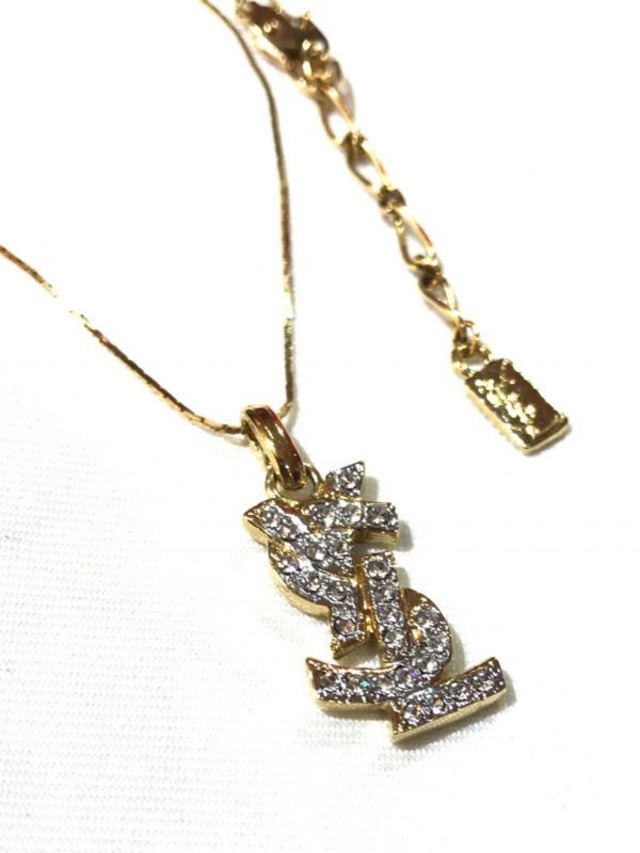 Yvessaintlaurent Ysl ストーン ロゴ ネックレス イヴ サンローラン ゴールド レディース メンズ J Marmie Vintage Select