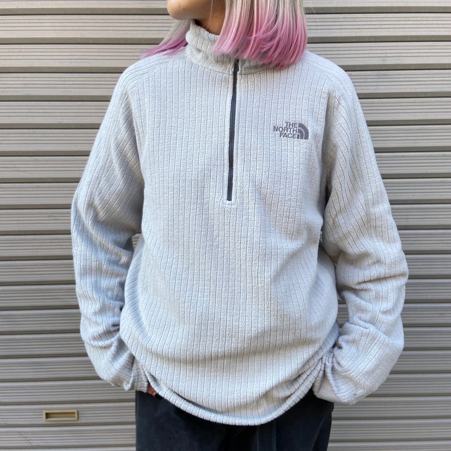 【US】THE NORTH FACE フリース ハーフジップ グレー メンズ