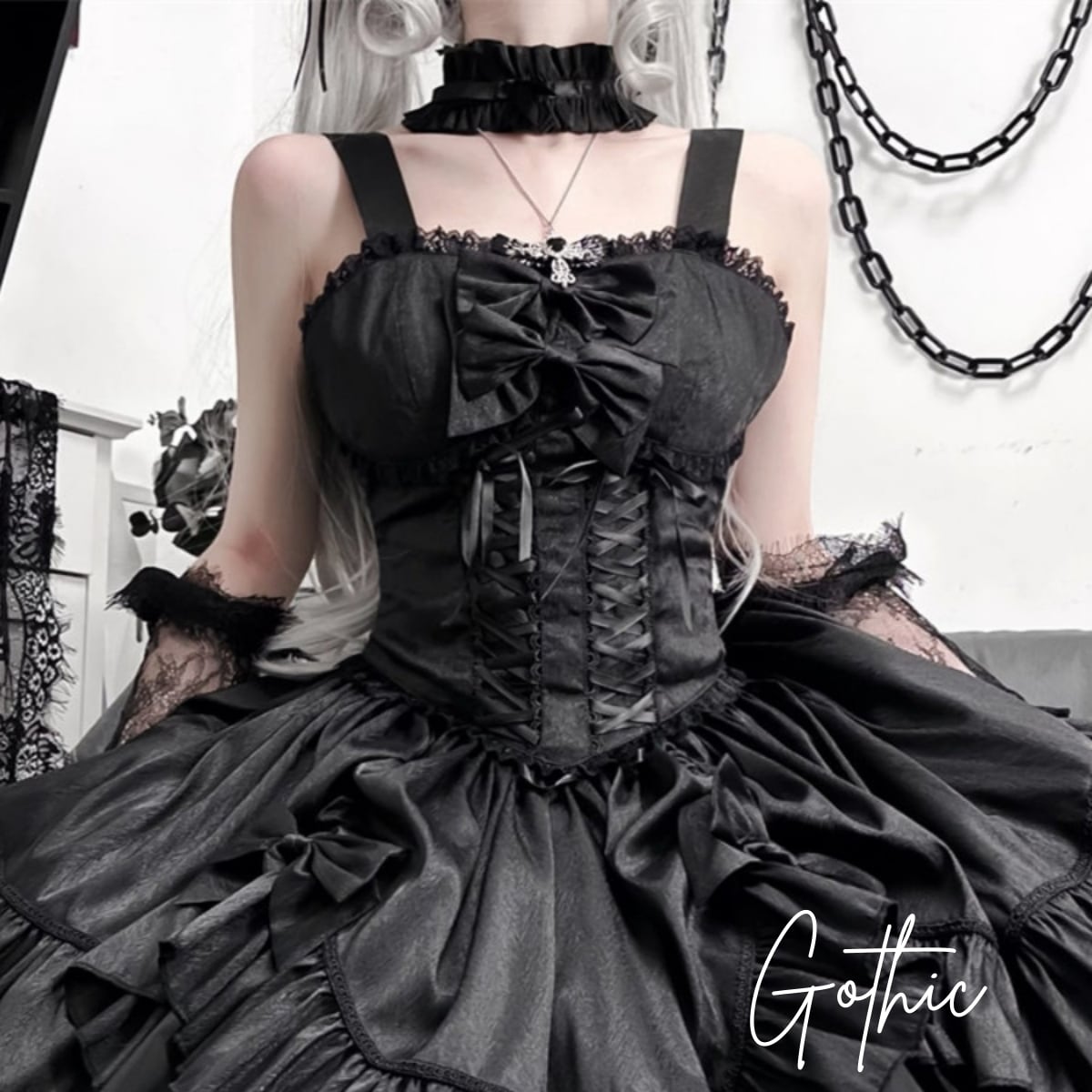 SEASONZ ゴスロリ 甘辛MIX 地雷系 ドレス ダークファッション ネック
