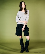 VネックグリッターTOPS (GRAY) CQ-49025