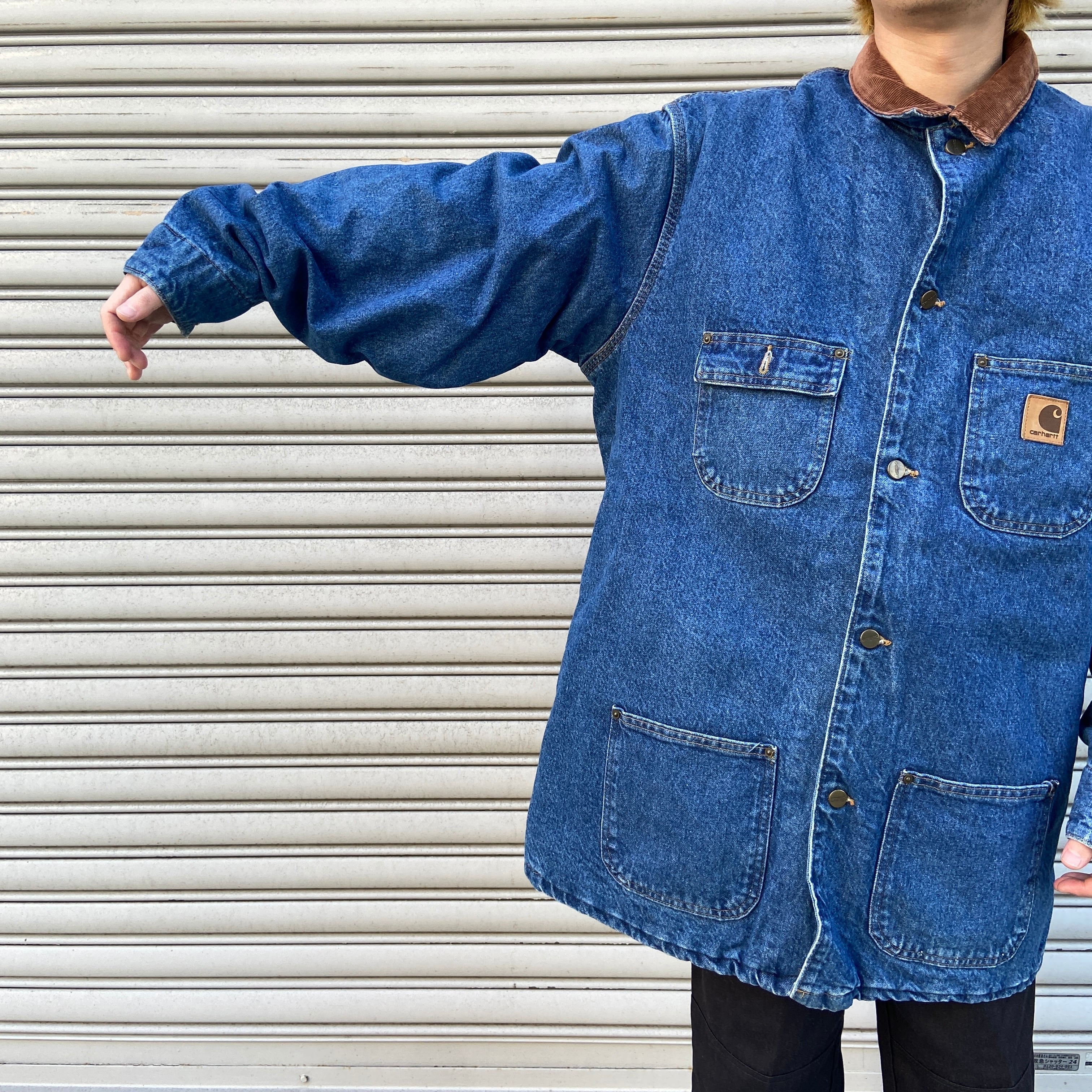 送料無料』90s Carhartt カーハート デニムカバーオール USA製 裏地