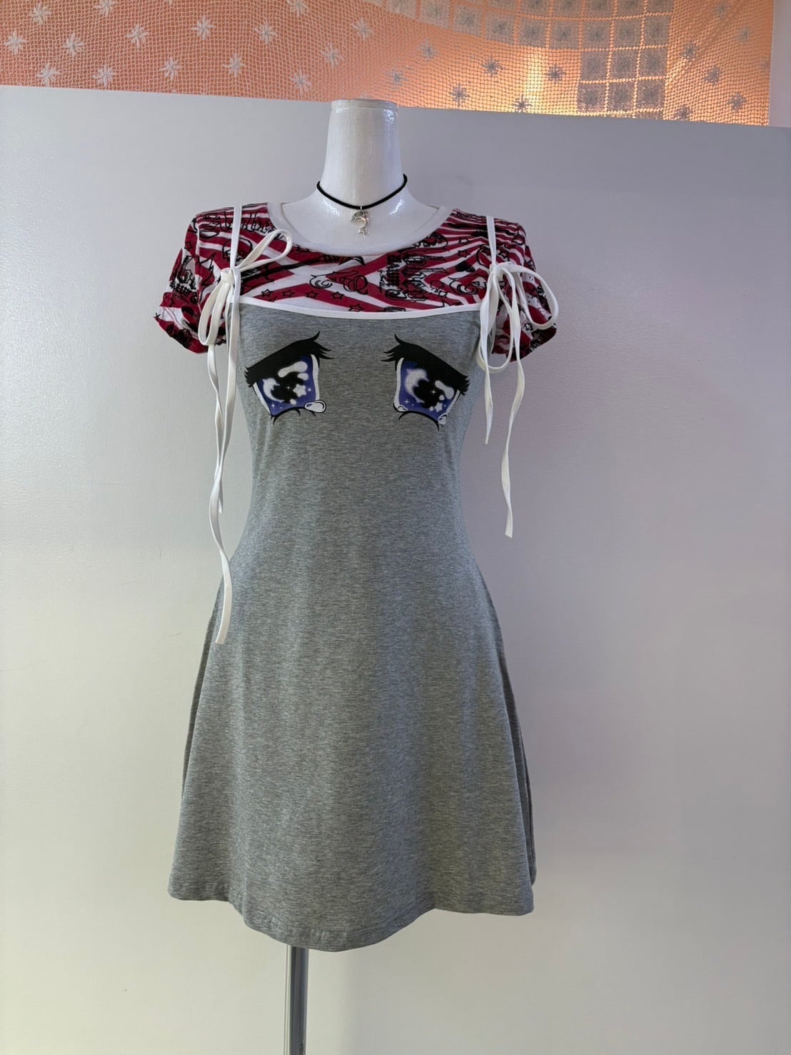 NODRESS "No Cry" Crying Eyes Printed Camisole Dress