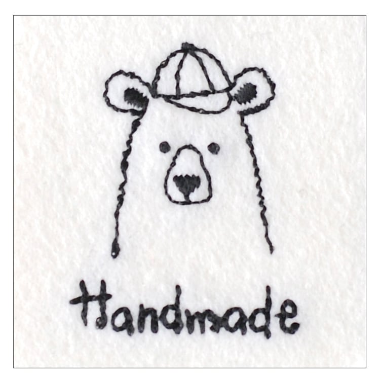 2WAY 刺繍ワッペン ハンドメイド タグ （白地のクマ）3枚セット