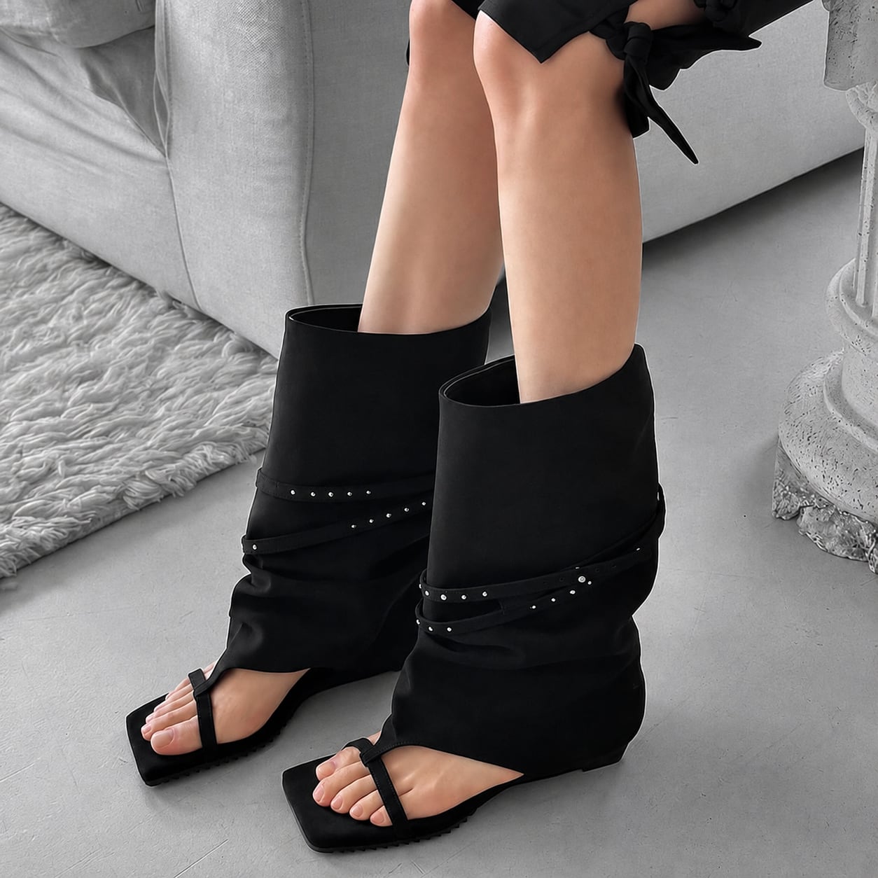 double strap boots sandals / l0619
