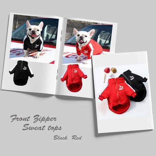 ☆在庫限りセール22％OFF☆前ファスナーPOMIIジャージ　裏フリース　犬服　猫服　ドッグウェア　トレーナー　厚手　スポーツウェア 秋冬　長袖 PAE0004