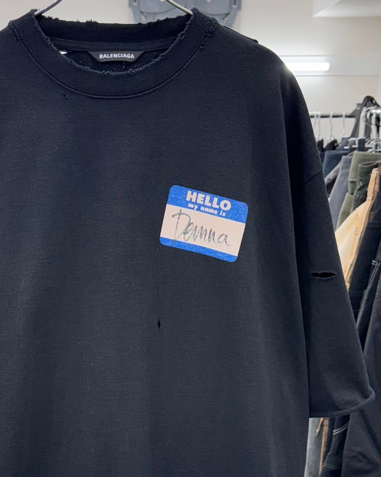 BALENCIAGA HELLO MY NAME IS DEMNA DISTRESSED T-SHIRT | ZSC