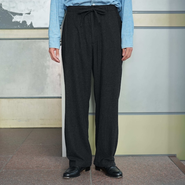 ULTERIOR(アルテリア) 26AW "WASHED SUPER FINE WOOL VIYELLA DRAWSTRING PANTS" -TOP CHARCOAL-
