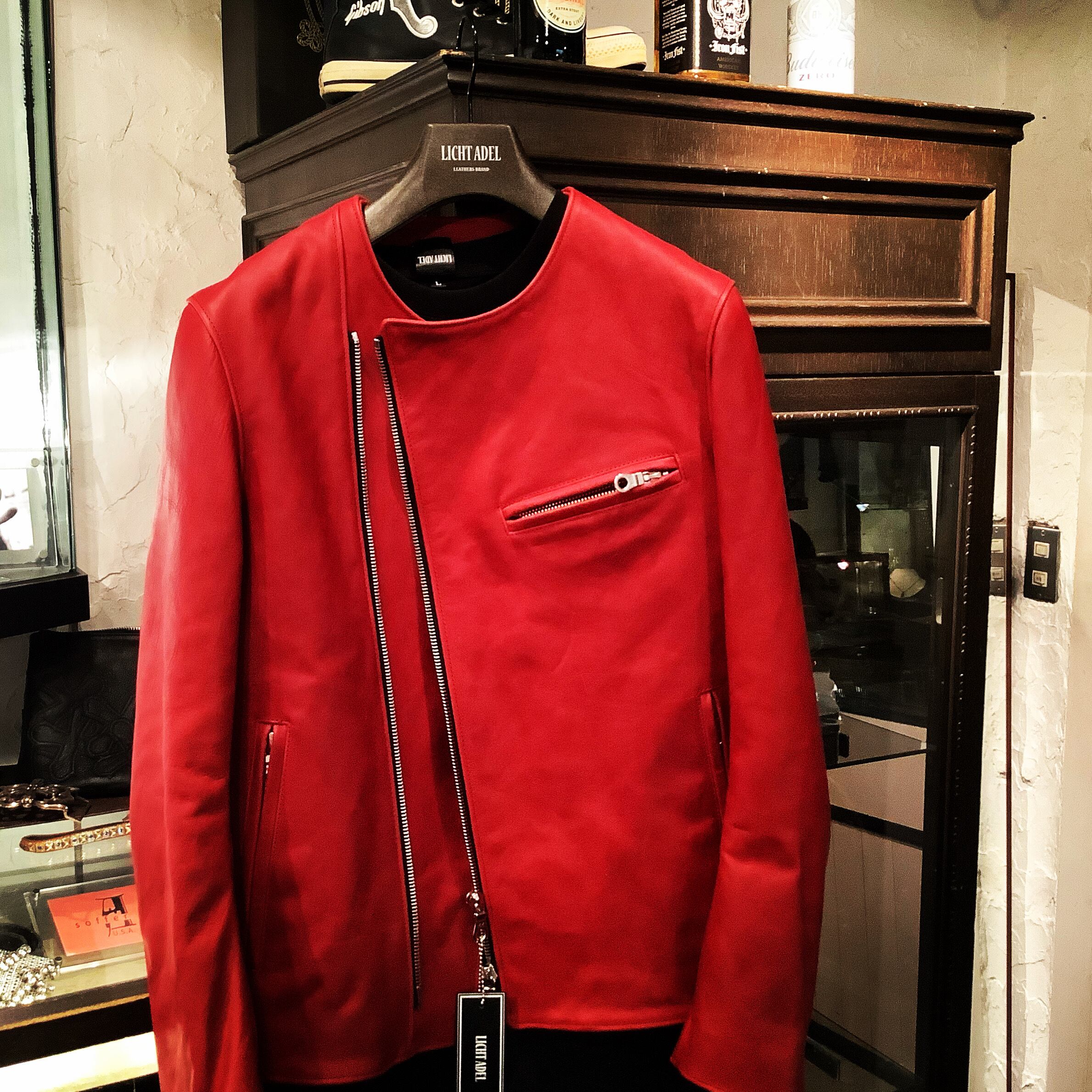 Licht Adel LW-JKT02 Collarless Double Jacket Red leather riders