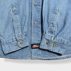 【Dickies】デニムシャツ ボタンダウン カジュアルシャツ XL ビッグシルエット 長袖シャツ ディッキーズ US古着