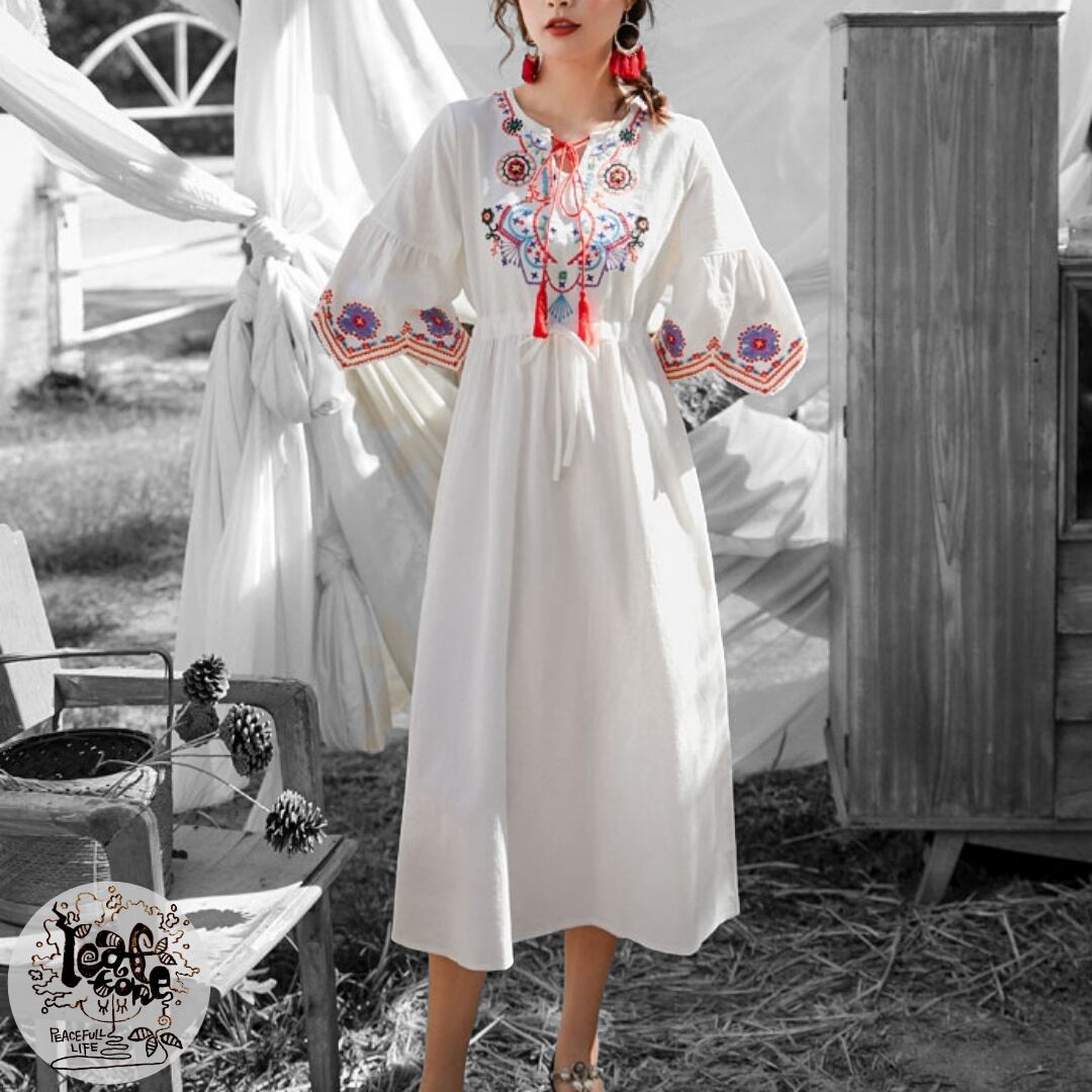 エスニック ワンピース O421 Leaf Tone