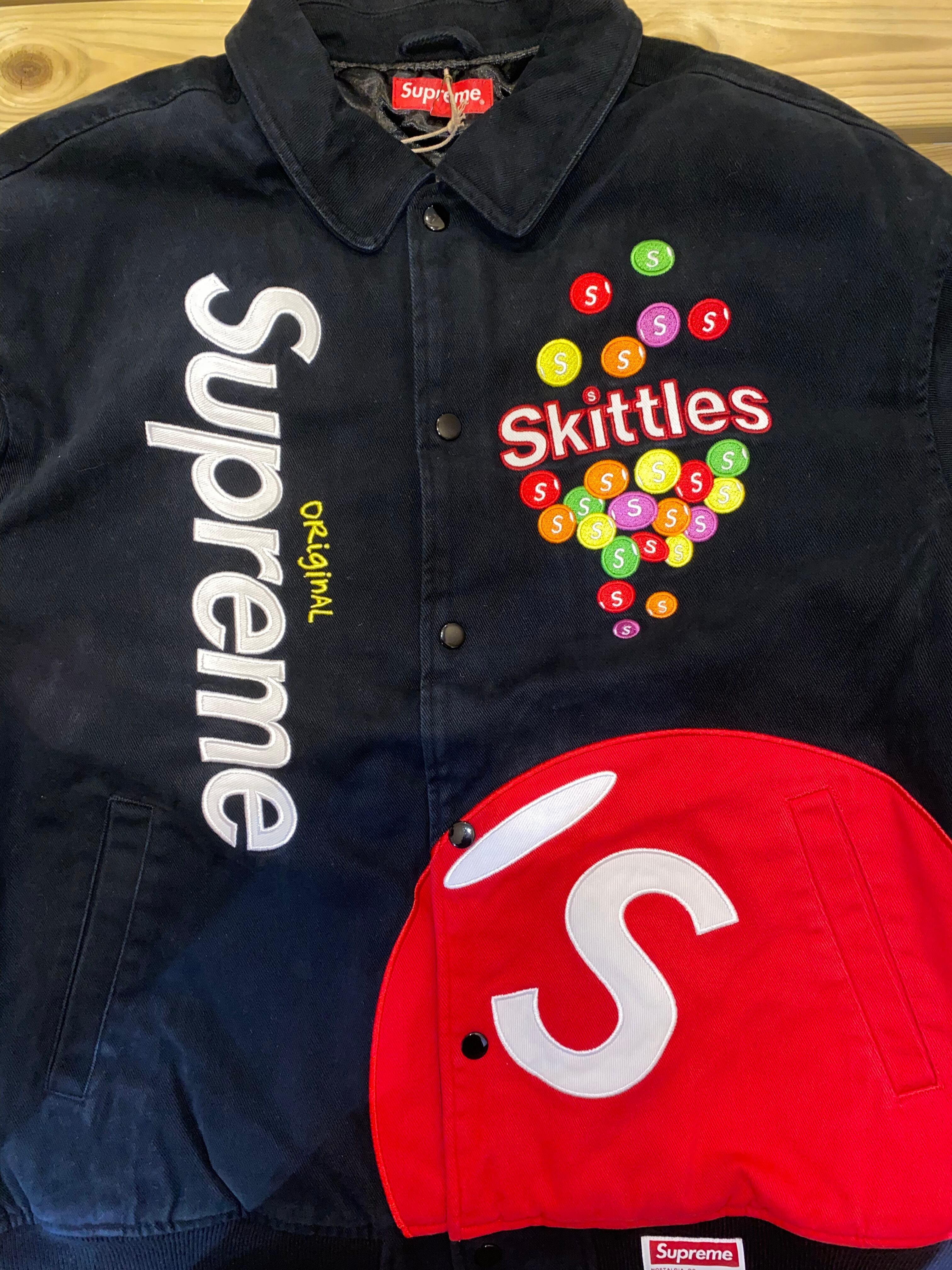 SUPREME SKITTLES MITCHELL&NESS VARSITY JACKET XL | M&M Select shop