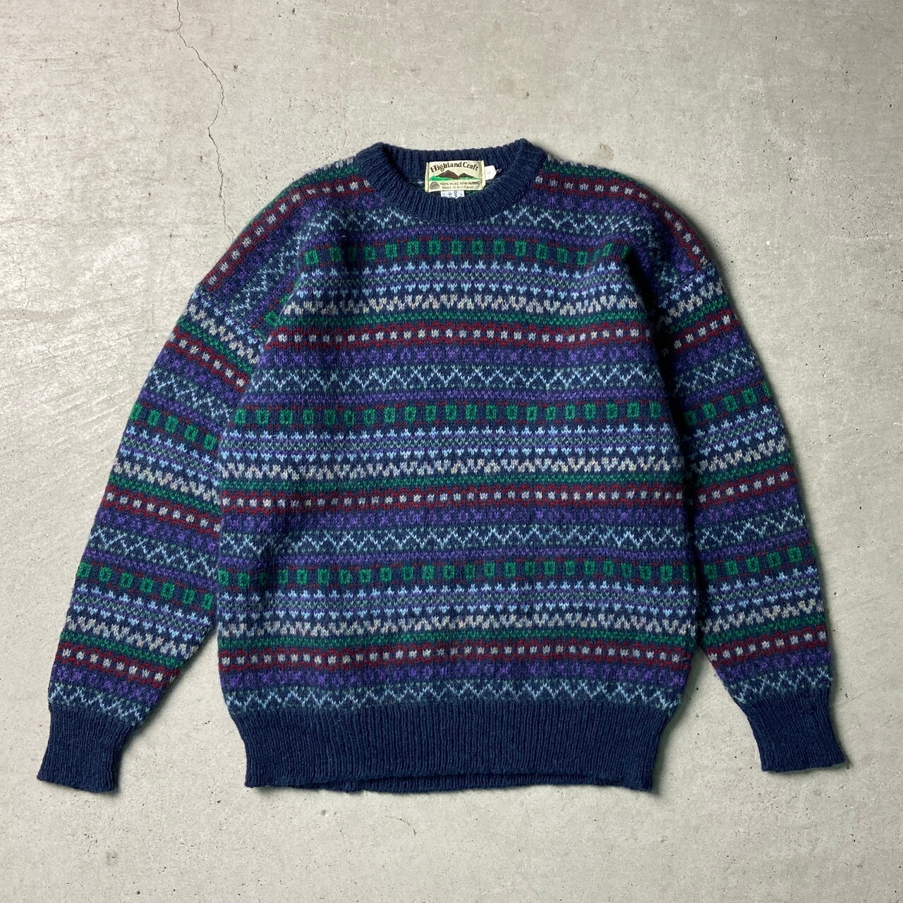 スコットランド製 Highland Craft ウール ニットセーター ノルディック 